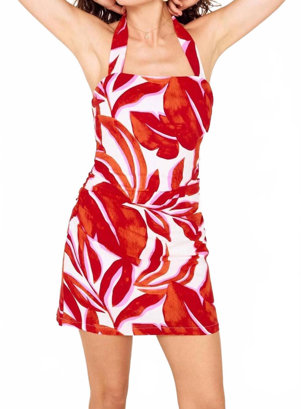 NEW MINKPINK ravelo halter mini dress in red